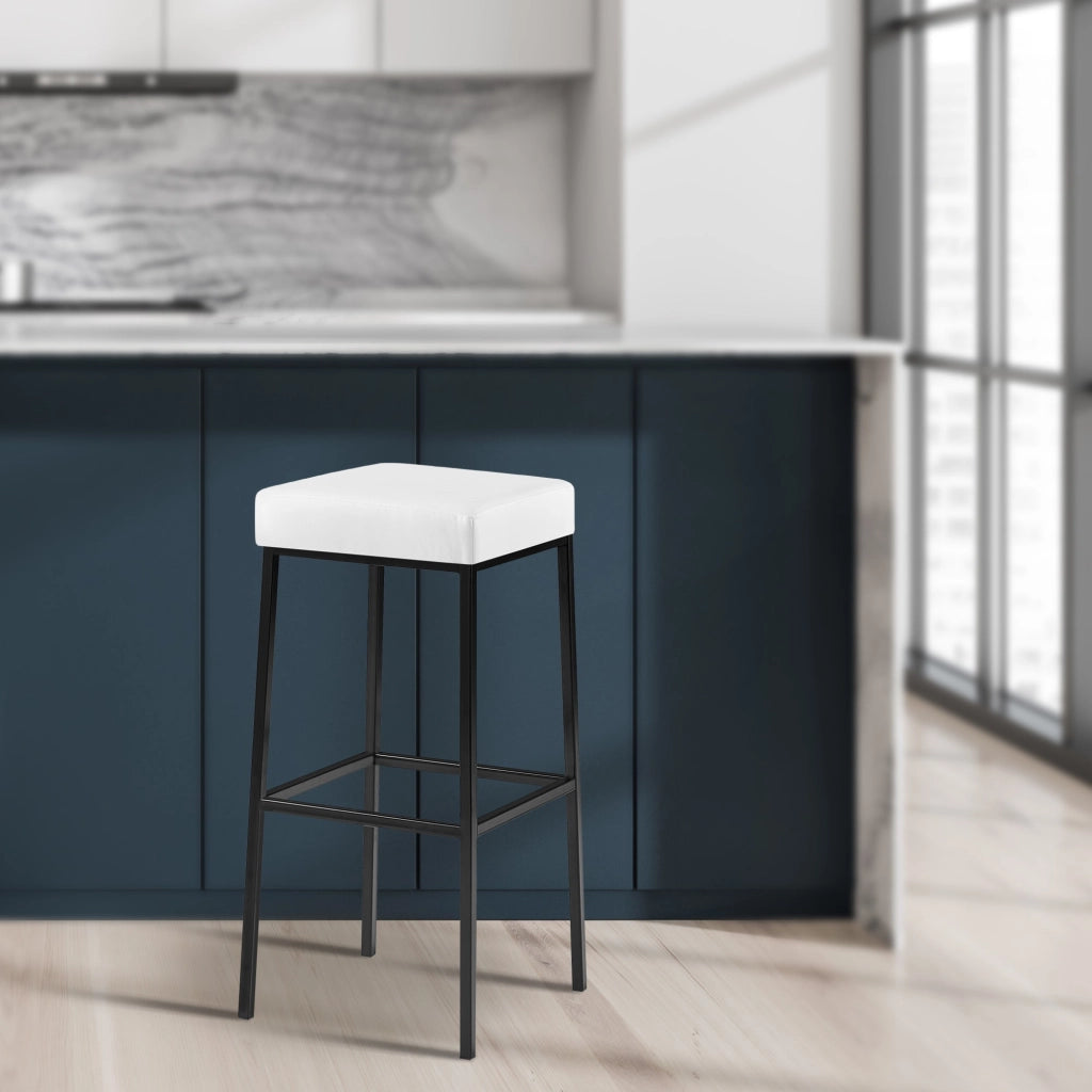 Sgabello da bar Montreal rivestito in finta pelle nero,bianco