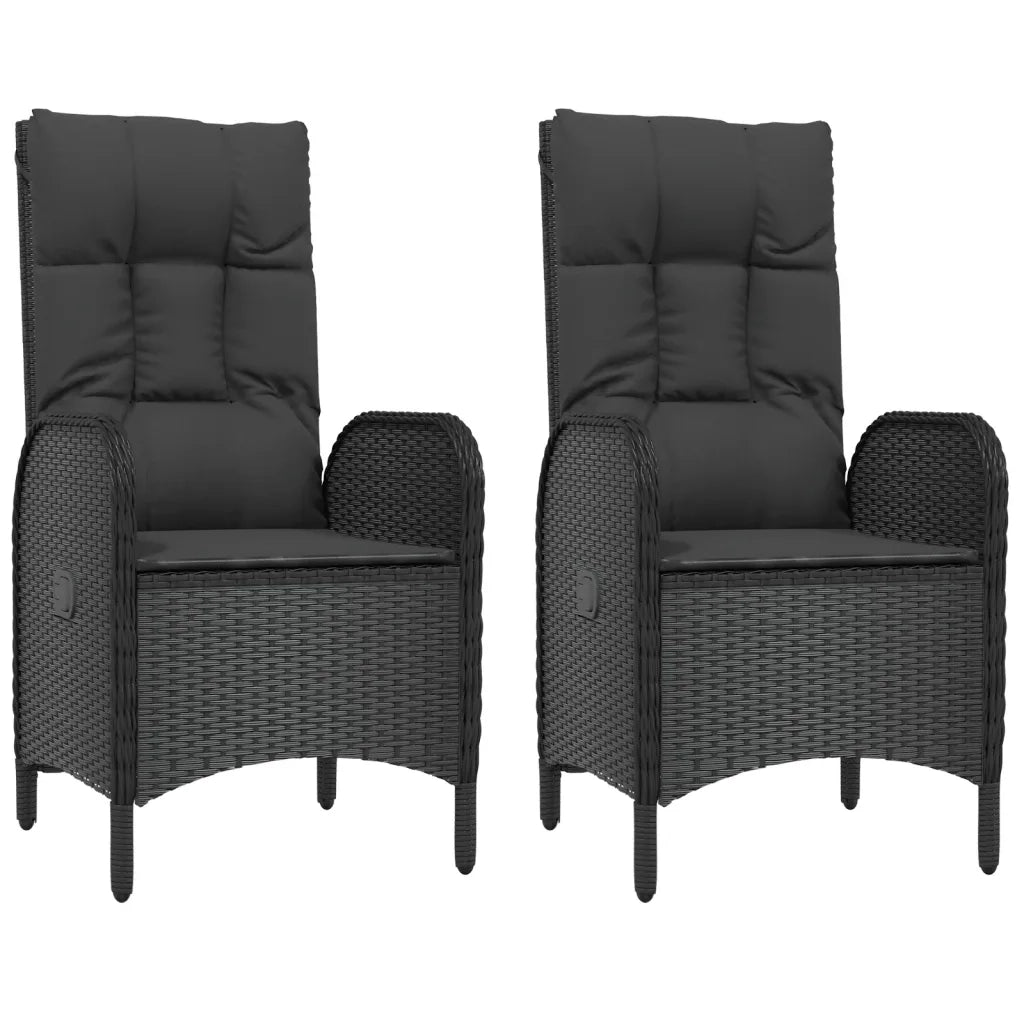 Set da Pranzo da Giardino 4 pz con Cuscini Nero in Polyrattan