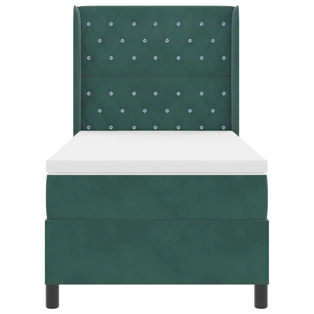 Letto con Box Springs LED e Materasso Verde scuro 90 x 190 cm 3343793