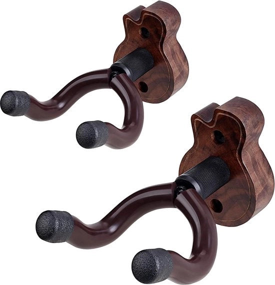 Supporto da Parete per Chitarra - Legno di Nocciolo Nero - Supporti per Chitarra Ukulele - Supporti da Parete - Sostegni - Accessori per Chitarra - Basso Elettrico Acustico - Chitarra Ukulele Cello Banjo Mandolino - Qualità Premium