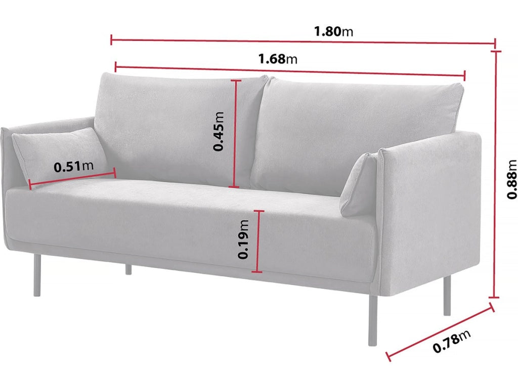 Divano in tessuto "Rudy" - 180,5 x 78 x 52 cm - 3 posti - Grigio scuro