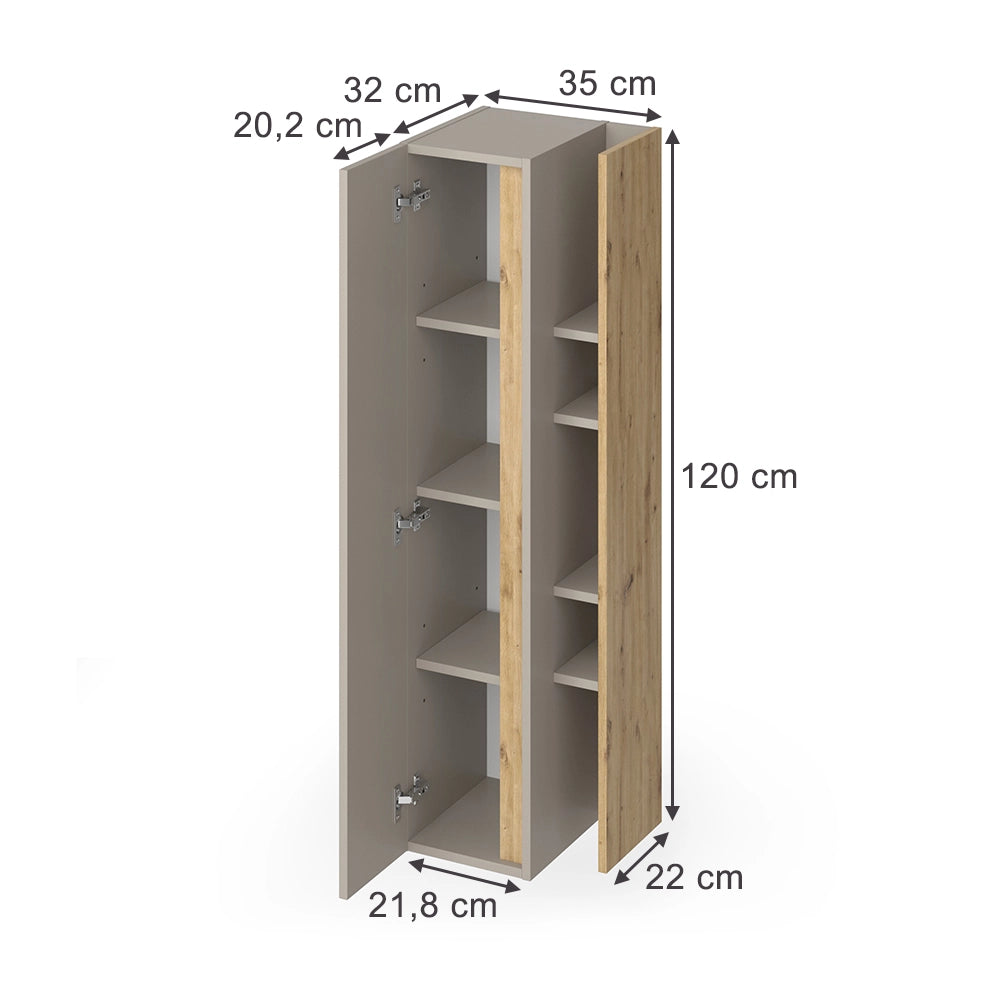 Vicco mobile bagno Cachemire 35 x 120 cm con 4 scomparti aperti