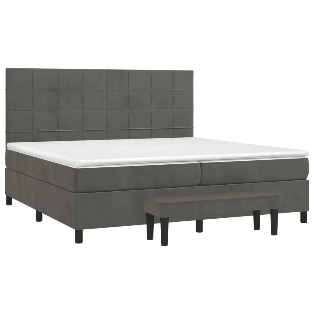 Giroletto a Molle con Materasso Grigio Scuro 200x200 cm Velluto 3137864