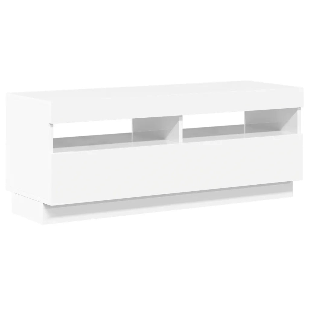 Mobile Porta TV con Luci LED Bianco Lucido 100x35x40 cm 804460