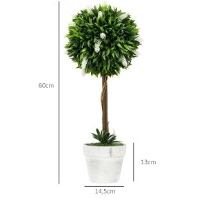 Lavanda artificiale 2 pezzi 60 cm in plastica bianca per decorazione interna