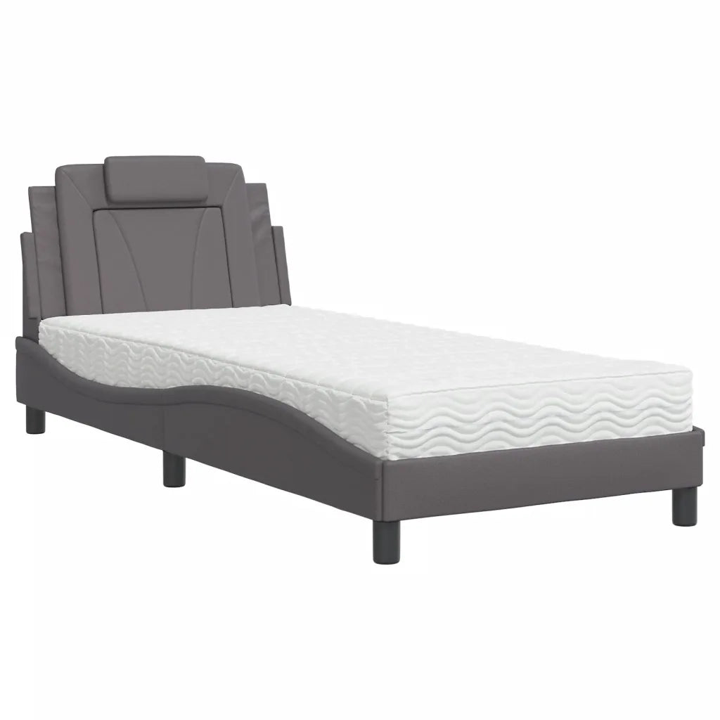 Letto con Materasso Grgio 90x200 cm in Similpellecod mxl 91663