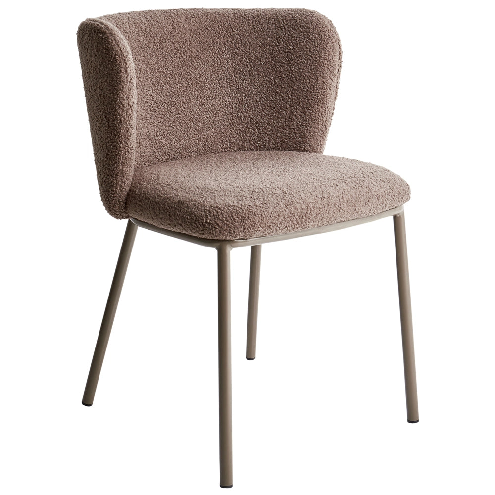 Set di 2 sedie da bar moderne in poliestere marrone chiaro Schienale curvo Gambe nere Sala da pranzo moderna Cucina