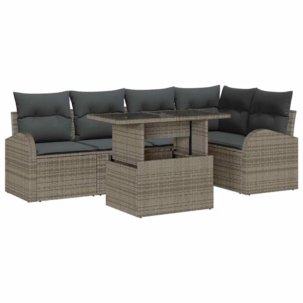 Set Divano da Giardino con cuscino 6 pcs Grigio polyrattan 3348645