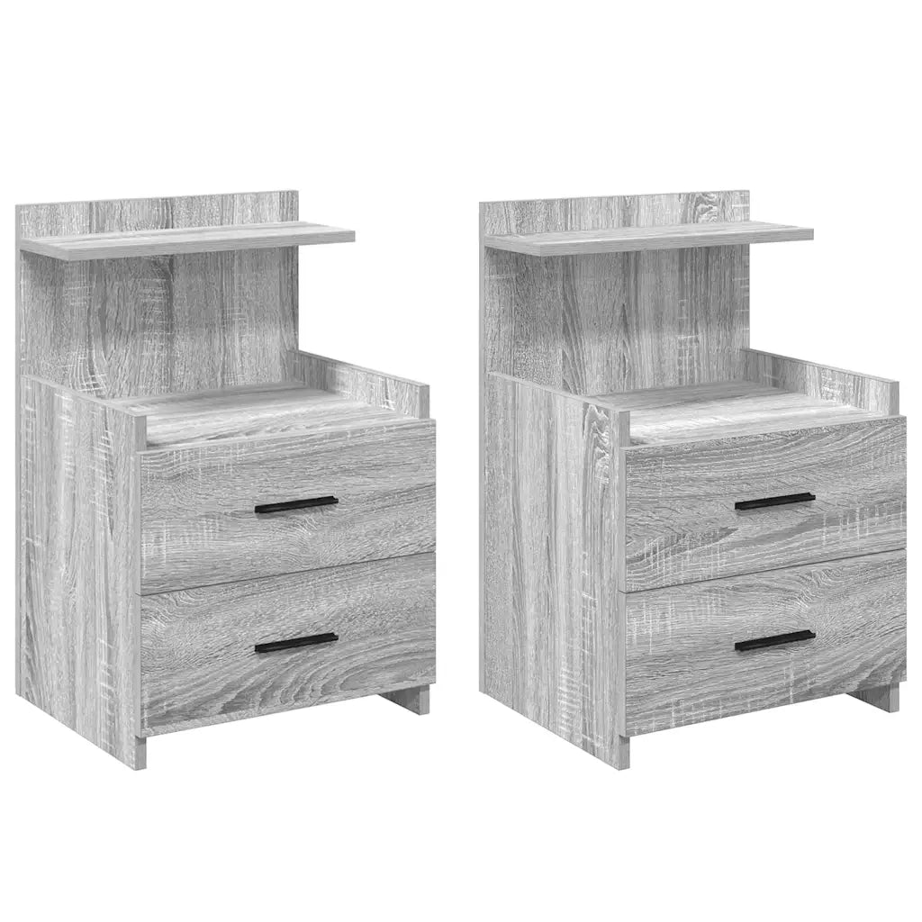 Comodini 2 pz con 2 cassetti Grigio Sonoma 40x36,5x62 cm