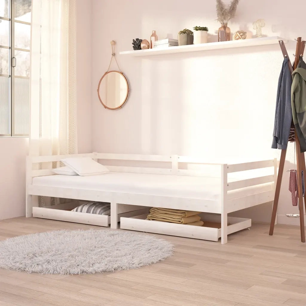 Cassetti per Divano Letto 2 pz in Legno Massello di Pino Bianco CFW1253458