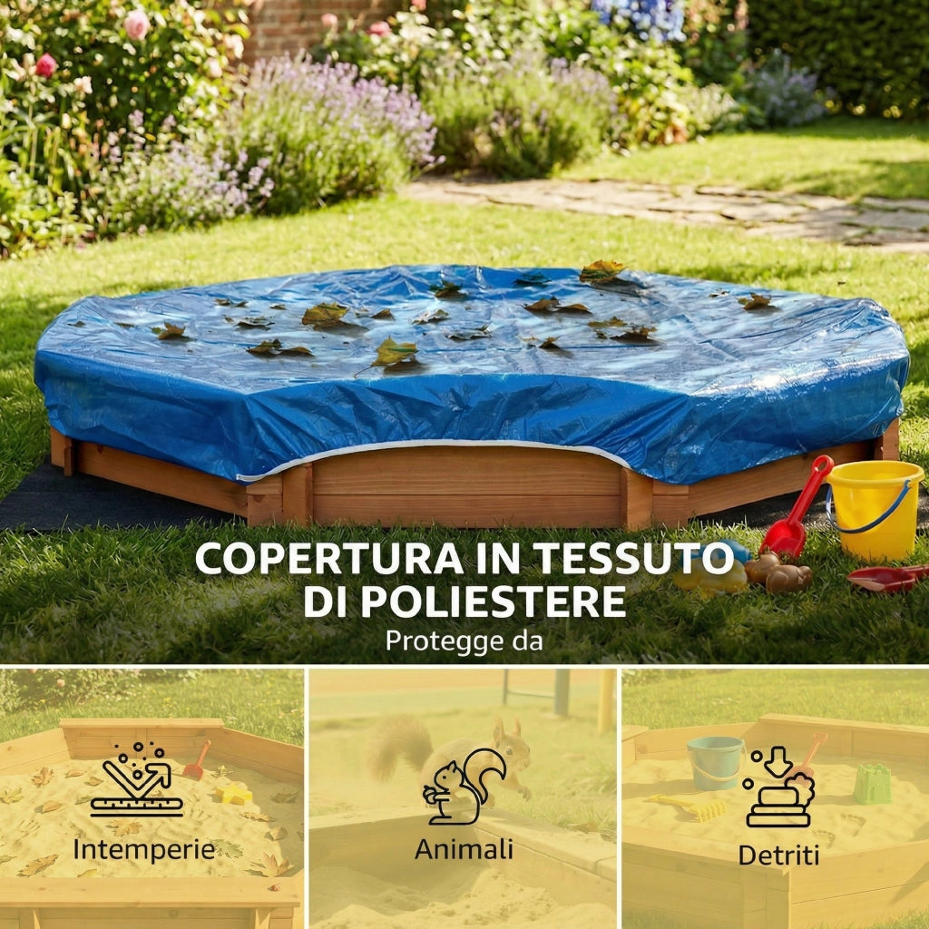 Casetta in Legno per Bambini con Sedili e Copertura ¨C zephmum ¨C 139.5x139.5x21.5cm