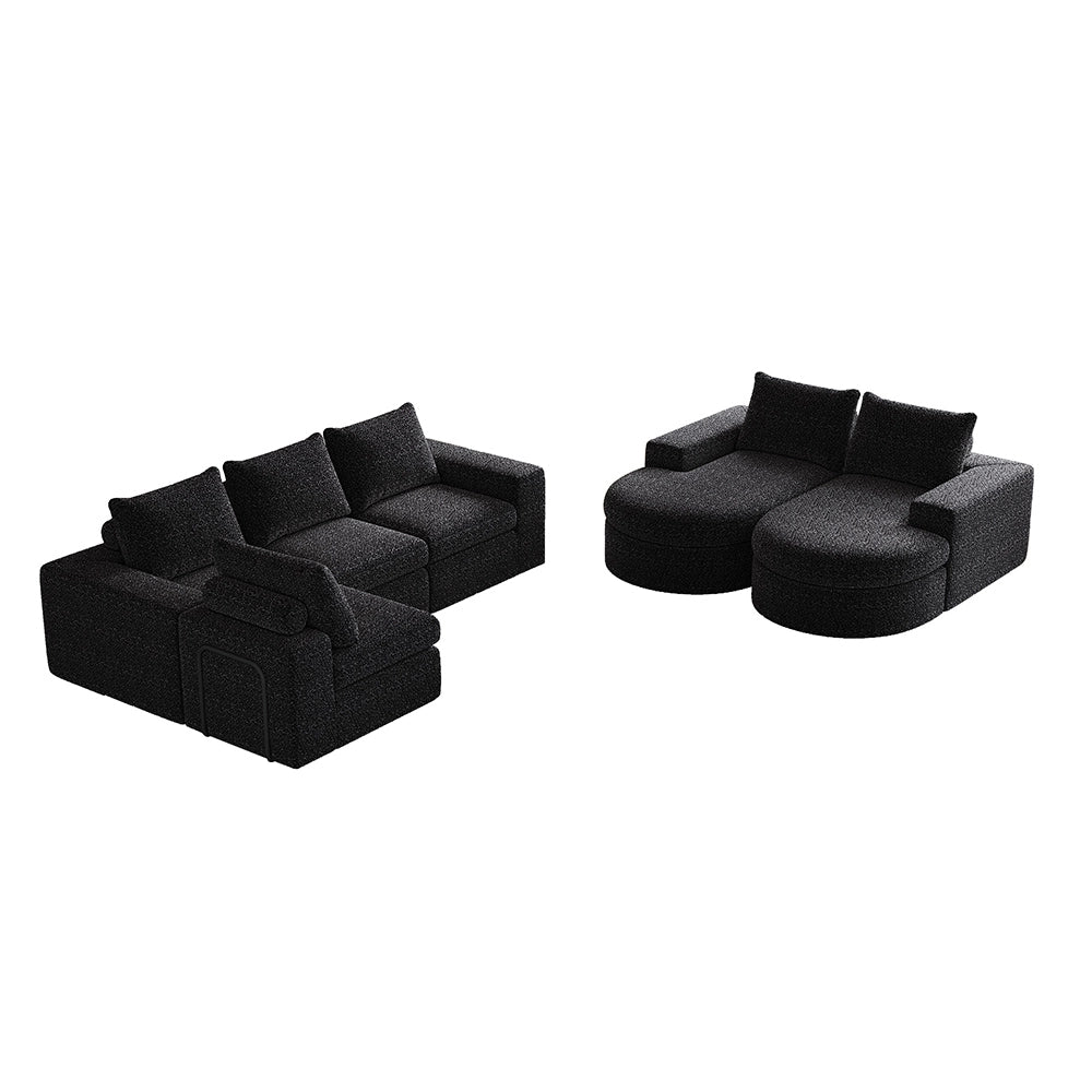 Set 2 pezzi - Xylo - divano chenille modulabile forma L senza piedi