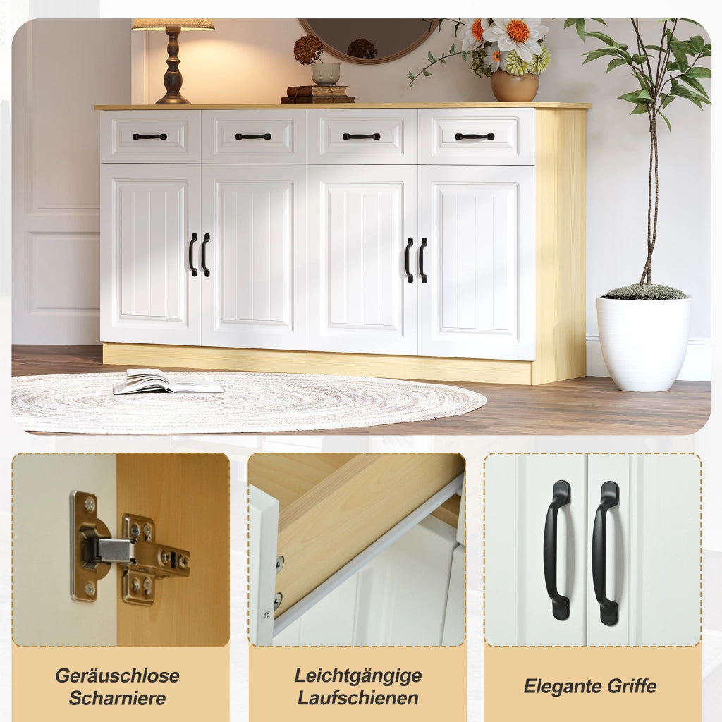 MADIA multifunzione 160x35x80 cm MDF Bianca e color legno naturale