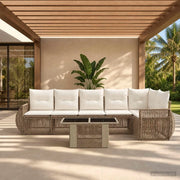 Set Divano da Giardino 7 pz Beige e Bianco Crema polyrattan 3436947