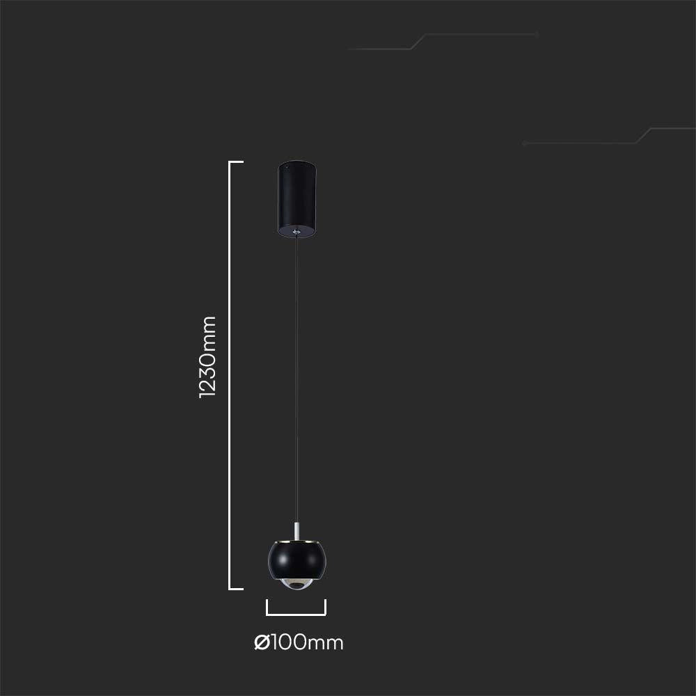 Lampada a sospensione LED 9W 3000K nera V-TAC VT-7830