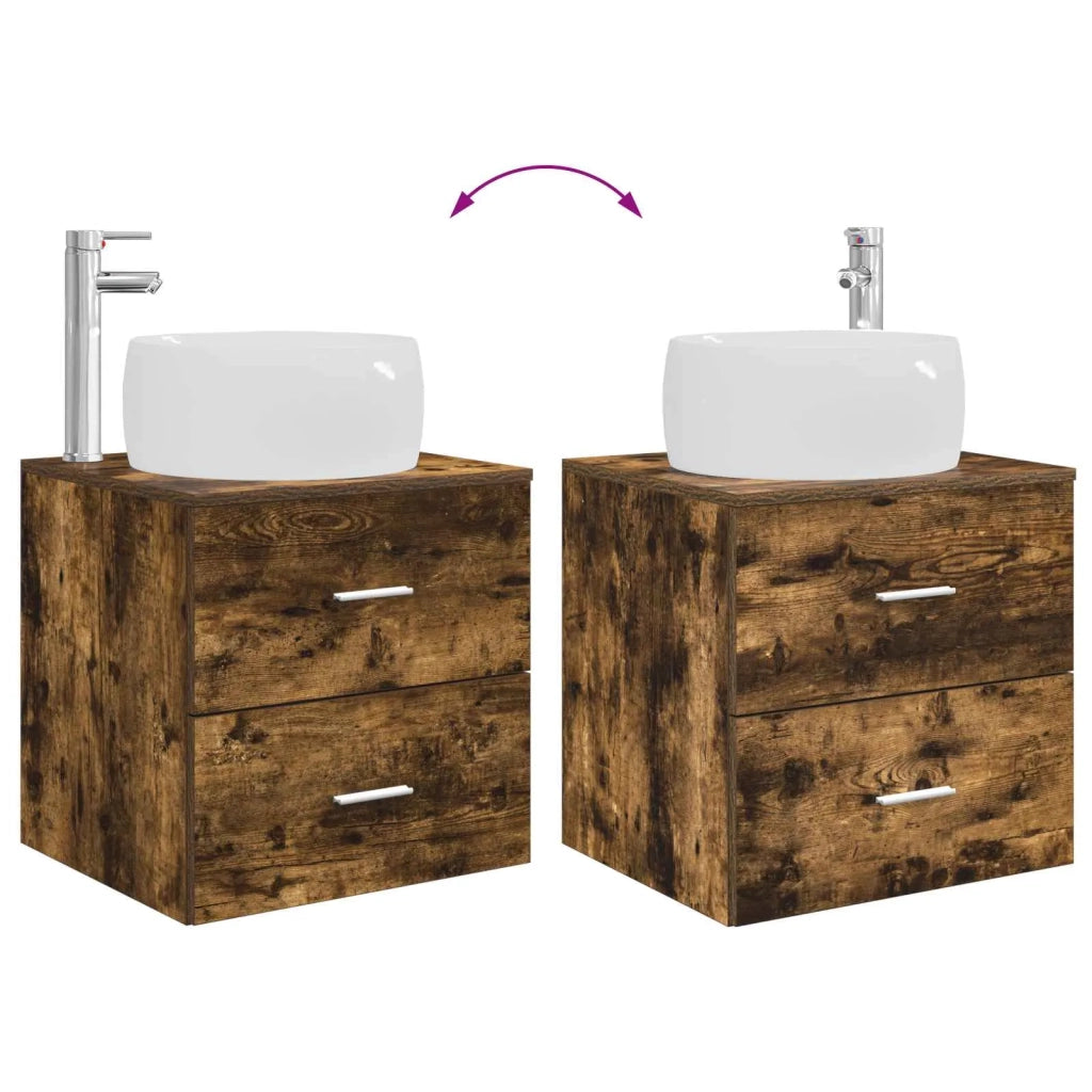Mobile Lavabo da Parete Rovere Fumo 49,5 x 44,5 x 66 cm 890314