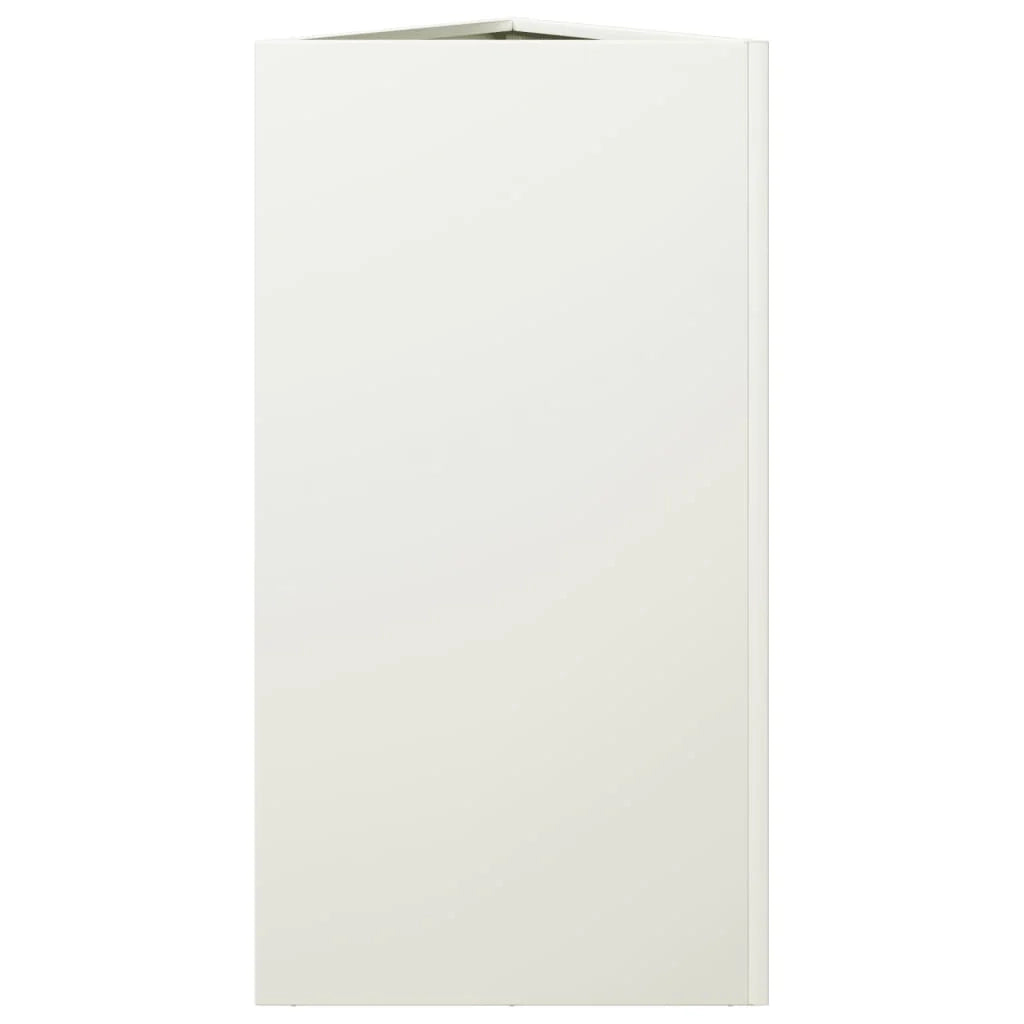 Fioriera rialzata per piante fiori giardino terrazze set da 2 triangolare 40 x 34,5 x 70 cm acciaio bianco 02_0039099
