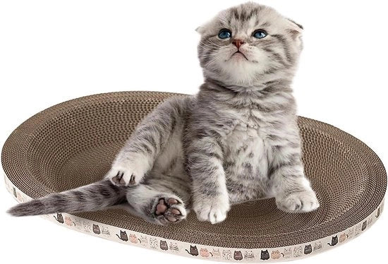 Piastra per Gatto con Forma Ovale, Alta Densità, 2 in 1 Letto per Gatti e Cuccioli 

Modello: 
Dimensioni: 
Material: Carta o Cartone di Alta Densità 
Funzione: 2 in 1, Scrivania per Gatto e Letto per Gatti e Cuccioli 
Forma: Ovale