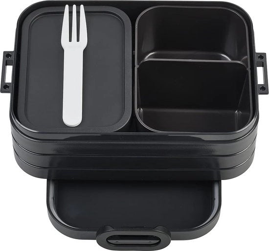 Lunchbox con contenitori, adatto per massimo 4 panini, 900 ml, (nero)