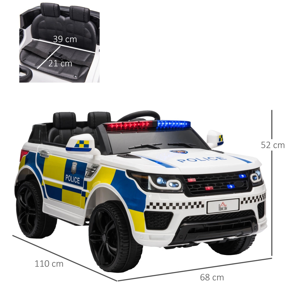 Auto Bambini Polizia Elettrica ¨C Zephmum ¨C Bianco 110x68x52cm
