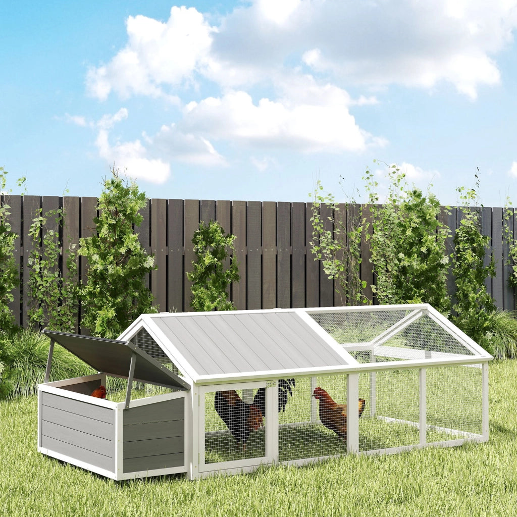 Pollaio per Galline con Porta e Tetto Aprile ¨C zephmum ¨C 240x112.5x76 cm Bianco