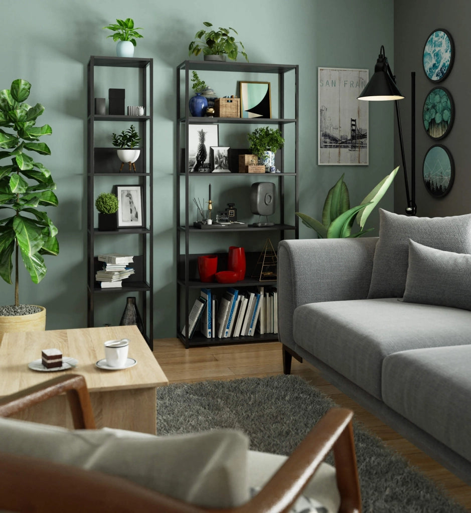 Scaffale stilo loft con ripiani in legno 40 cm Nera 40 cm 40x32x192 cm