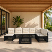 Set Divano da Giardino 9 pz Nero e Bianco Crema polyrattan 3437140