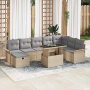 Set Divano da Giardino con cuscino 9 pcs Beige Poly Rattan 3359697