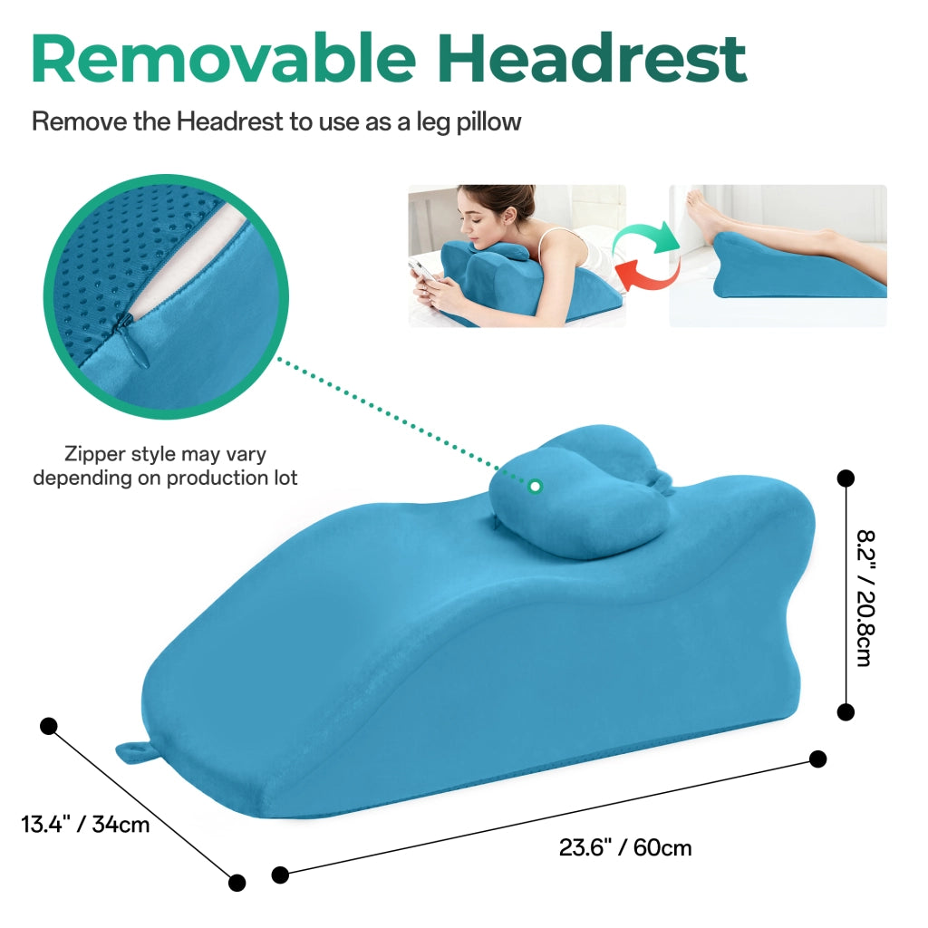 Cuscino a cuneo ergonomico ¨C Minimal ¨C blu, memory foam, supporto schiena