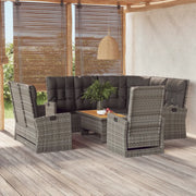 Set Divani da Giardino 4 pz con Cuscini in Polyrattan Grigio