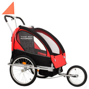 Rimorchio per bicicletta e passeggino 2 in 1 per bambini tessuto Oxford + telaio in acciaio rosso e nero 02_0004480