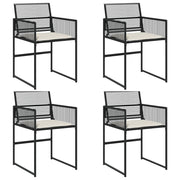 Sedie da Giardino con Cuscini 4 pz | Sedie da Esterno Nere in Polyrattan