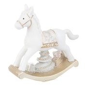 Cavalluccio a Dondolo Bianco Decorazione Natalizia Elegante Addobbi Casa Natale