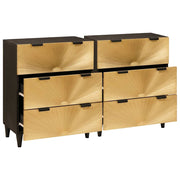 Set di Credenze 2 pz | Madia | Buffet da pranzo | Armadio da pranzo Nero e Ottone 120 x 33 x 75 cm