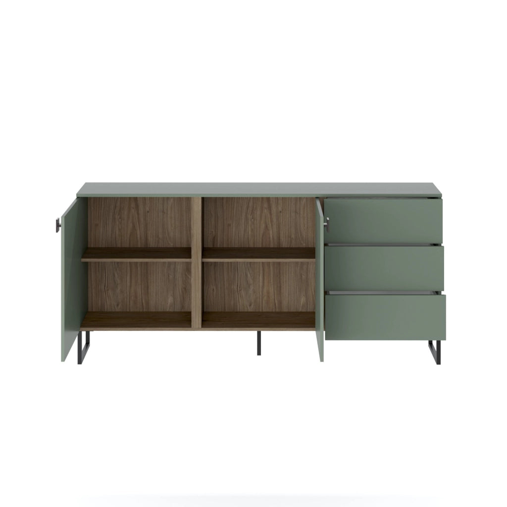 Madia Camere, Credenza 3 Cassetti, 184x40x86h cm Verde