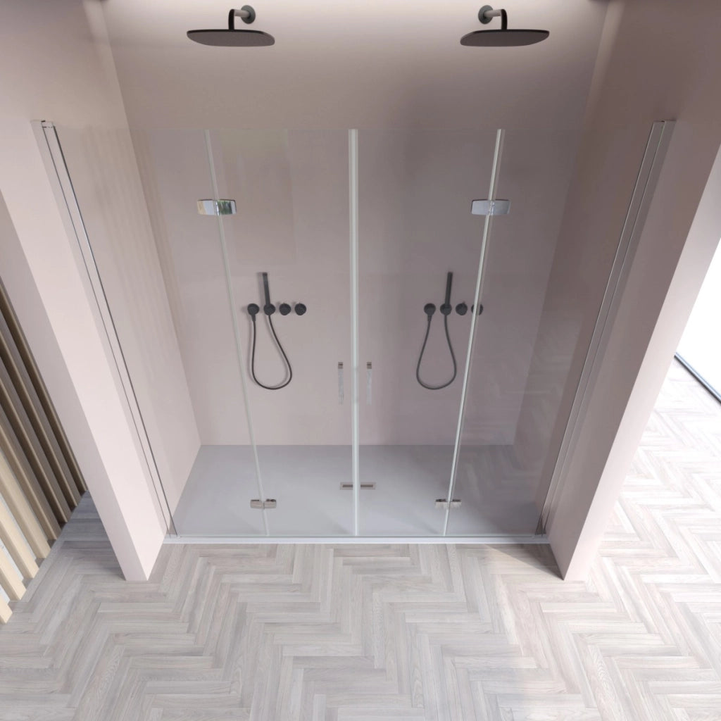 Porta doccia pieghevole ingresso centrale h195cm 6mm rea, misura 155