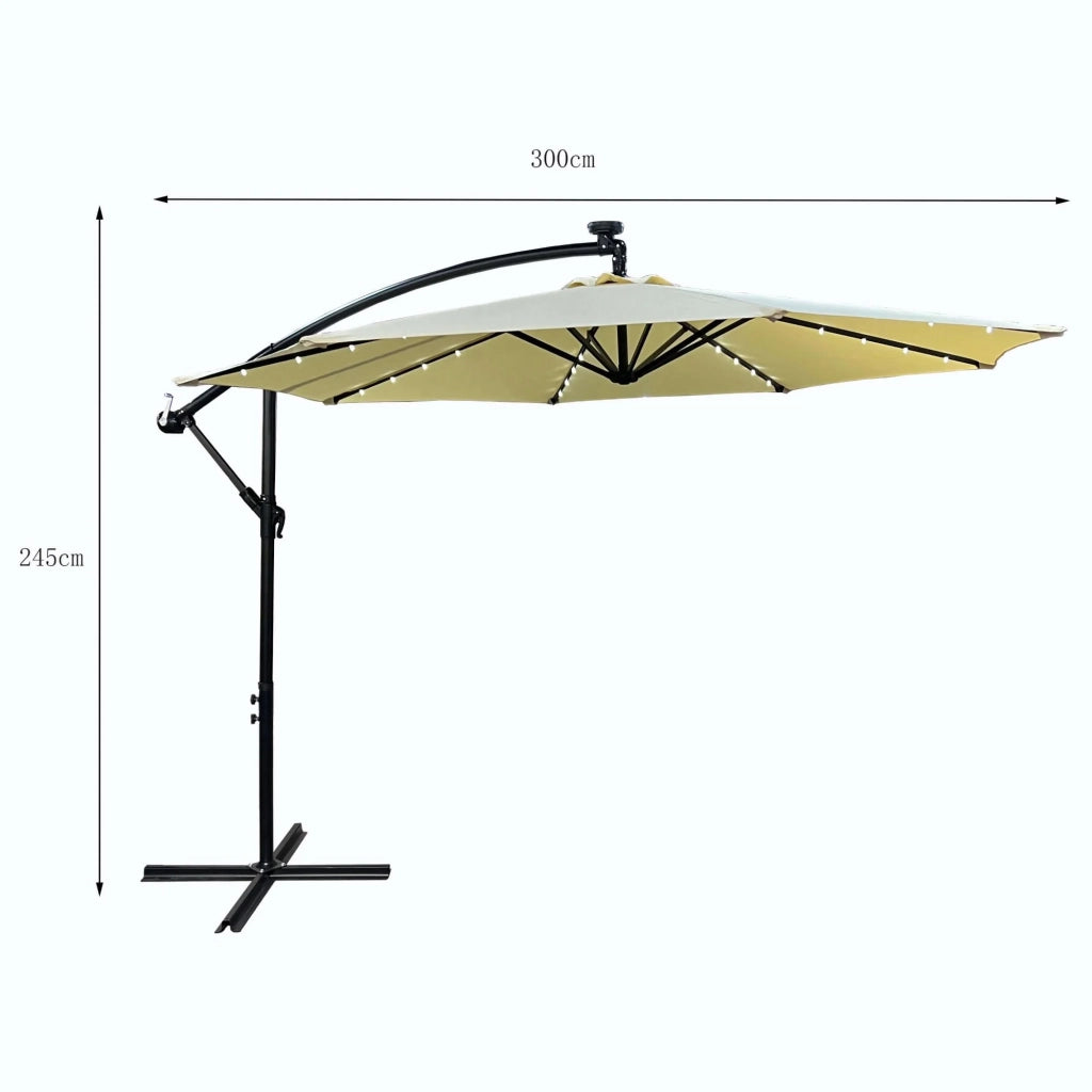 Ombrellone da giardino MILIN, beige con illuminazione a LED peso 12,7 kg dimensioni 300x300x245 cm