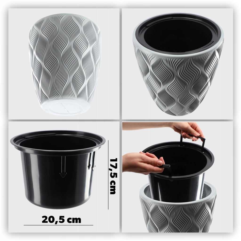 Vaso da fiori KADAX con inserto 32 cm, copertura in plastica alta