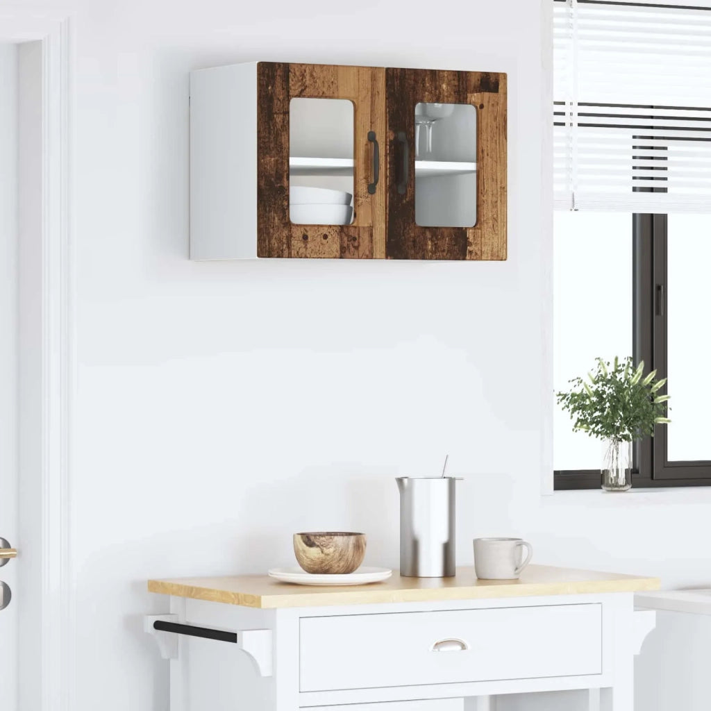 Mobile in vetro da parete LUCCA Legno antico 60 x 31 x 40 cm 884981