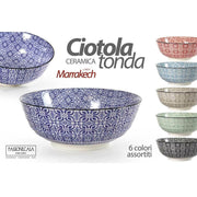 Trade Shop - Ciotola Tonda Multiuso In Ceramica Decorata Marracash 13x13x5,7cm 6 Colori 771613 -