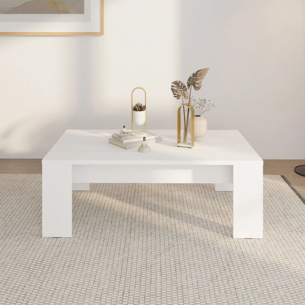 Bertona, Tavolino da Salotto Piano Effetto Doghe, 120x67x43h cm Bianco
