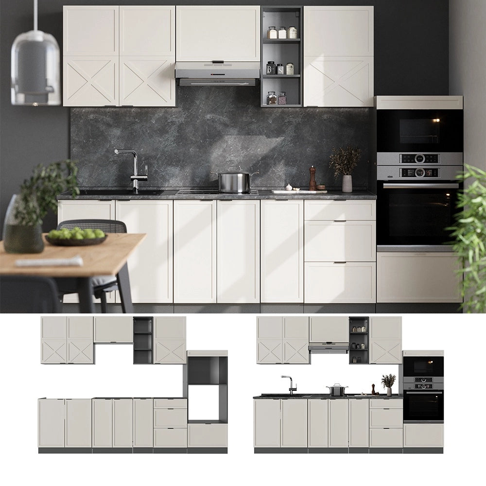 Cucina componibile Fame-Line GrigioBeige/Antracite 280 cm, PL Antracite Vicco