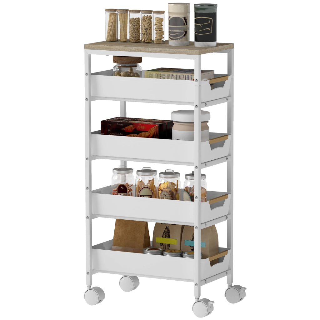 Carrello da cucina con cassetti ¨C zephmum ¨C Bianco