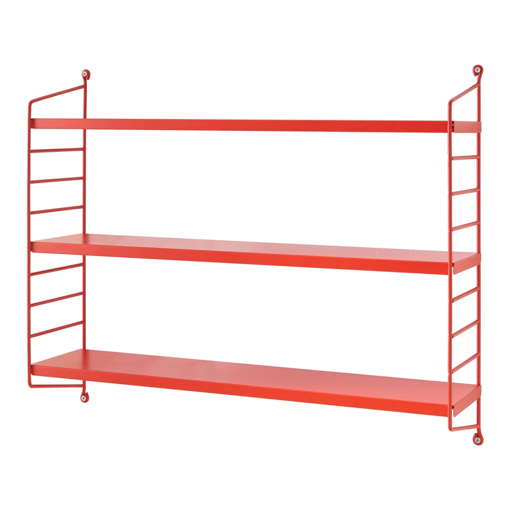 Scaffale da Parete Strängnäs a 3 Ripiani Regolabili 50 x 60 x 15 cm Acciaio Rosso [en.casa]