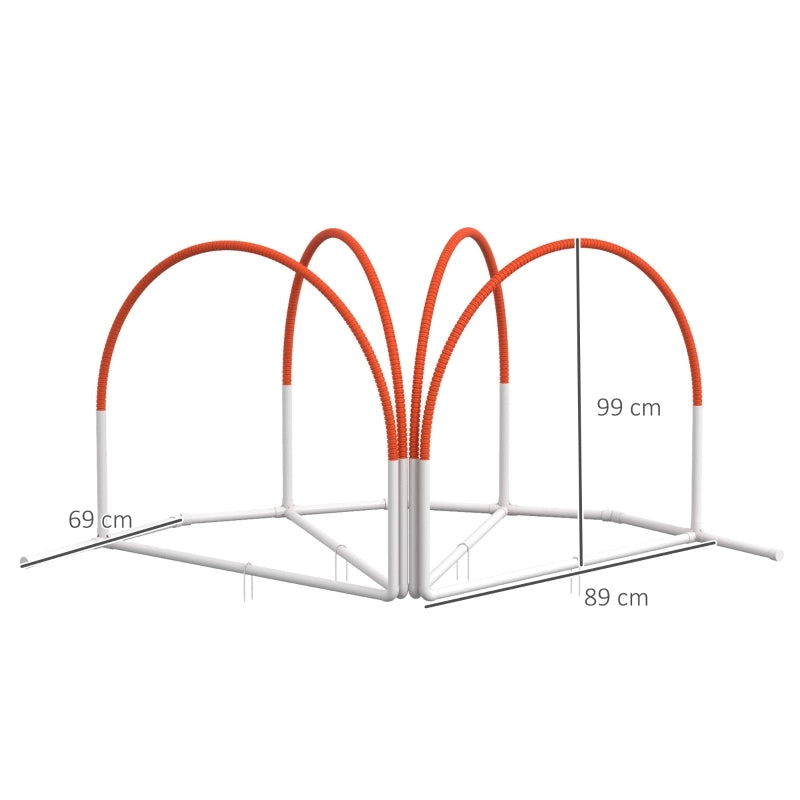 Set di agility per cani, 4 pezzi, inclusa borsa per il trasporto, in plastica, 89x69x99 cm, bianco+arancione