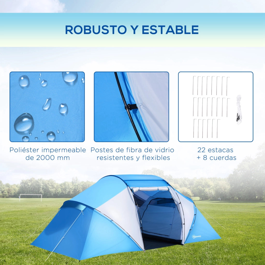 Tenda da Campeggio 4-6 Persone 2 Camere ¨C Zephmum ¨C 430x230x170 cm Blu e Bianco