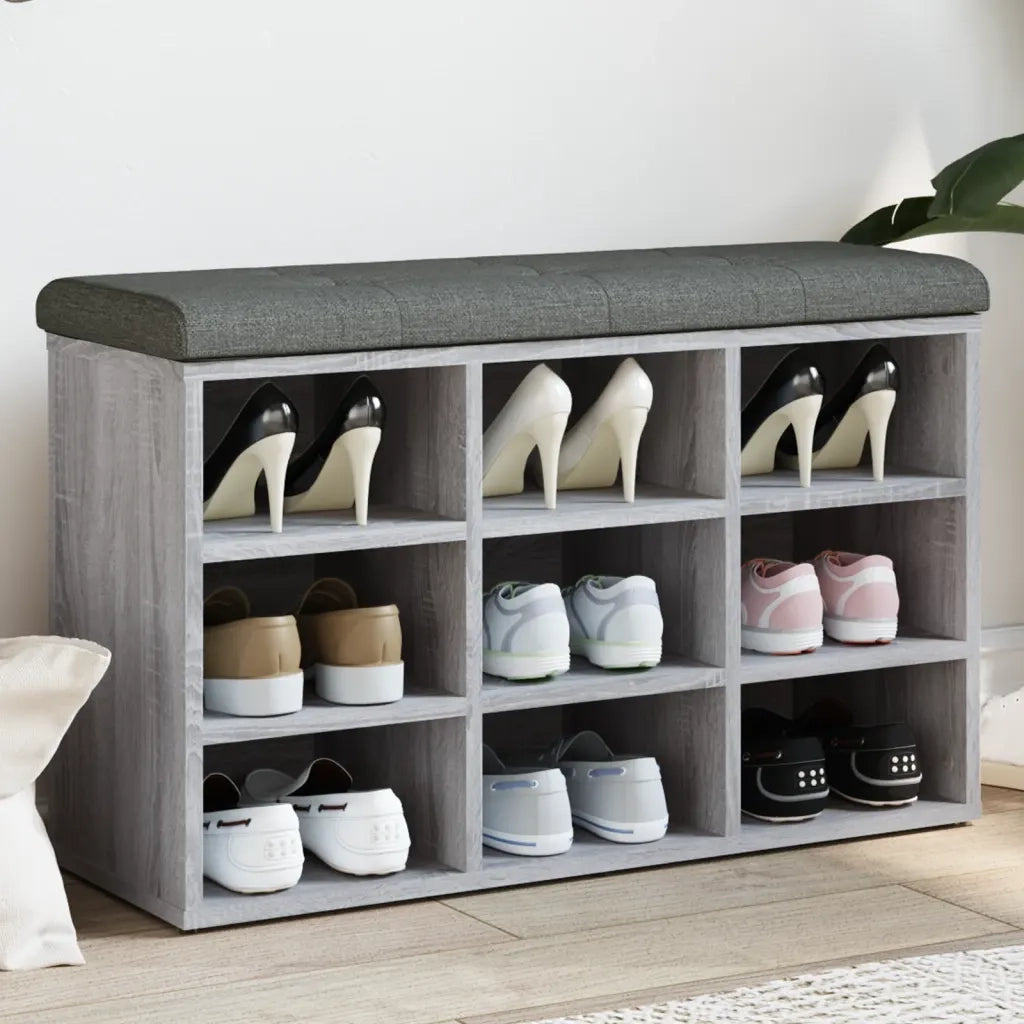Panca Porta Scarpe-Sgabello-Panca Scarpiera Grigio Sonoma 82x32x50 cm Legno Multistrato