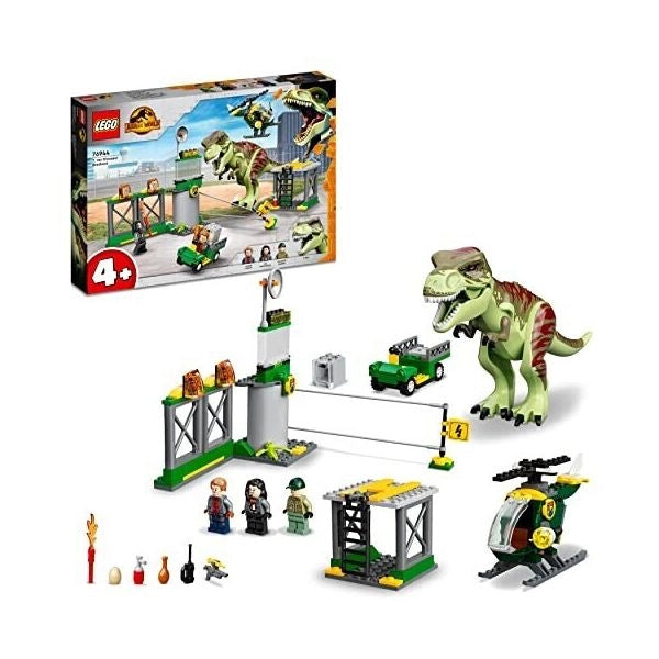Lego jurassic world 76944 la fuga del t. rex, include 3 minifigure e un dinosauro giocattolo, giochi per bambini di 4+ anni
