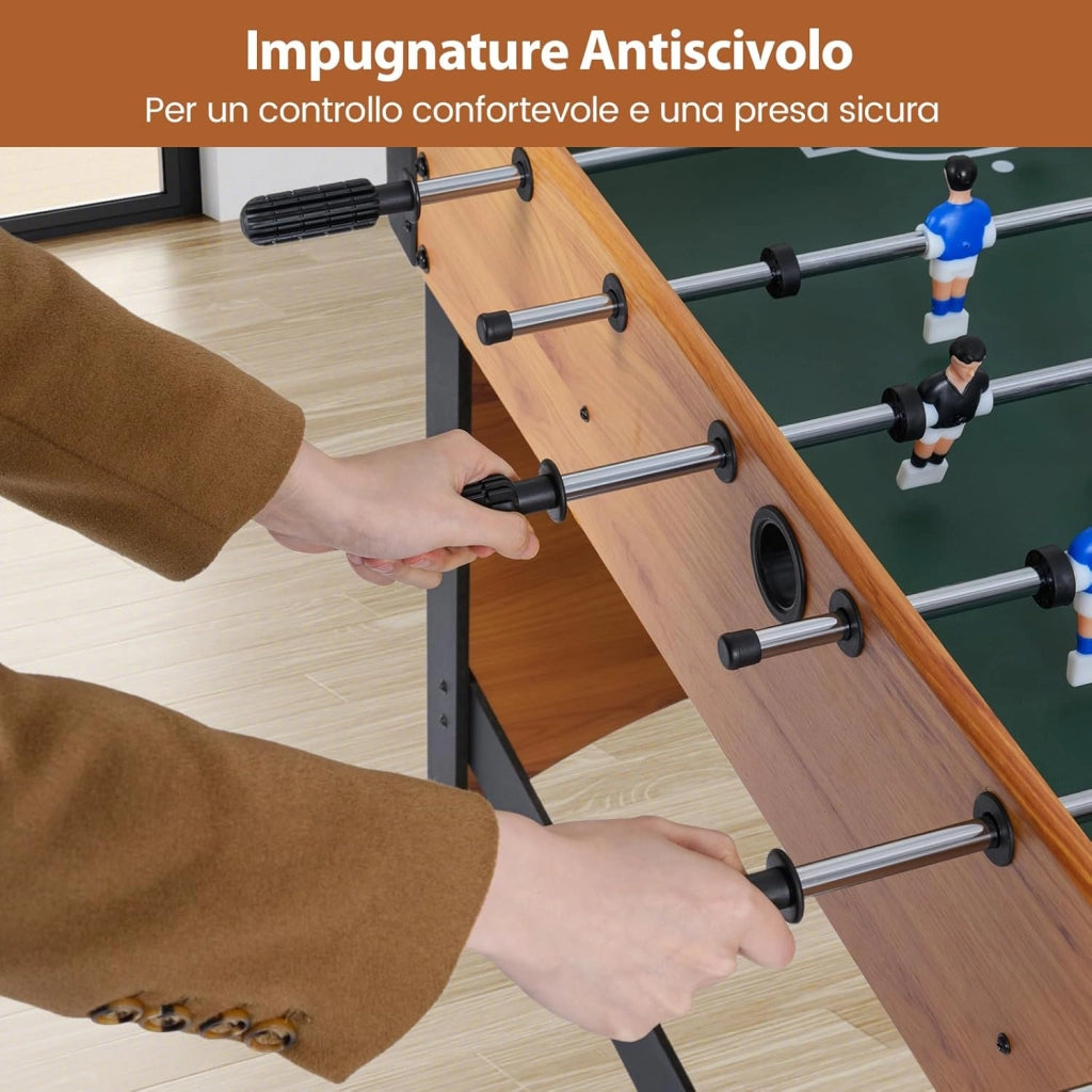 COSYWAY Calcio Balilla, Biliardino con 22 Giocatori, 2 Palline e Contatori, Tavolo da Calcio con 8 Aste per Adulti e Bambini, 119 x 108 x 79 cm