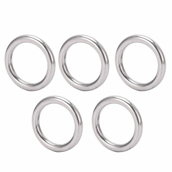Anello di Gomma 5 pezzi - Acciaio Inossidabile - Sintetico senza Fessure - Adatto per Hangmat - Accessori per Barche - Duraturo e Resistente all'Ossidazione - Anello per Hangmat